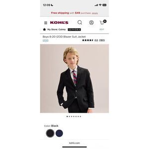 NWOT! IZOD Boys Tailored 2 Button Black Blazer Size 10